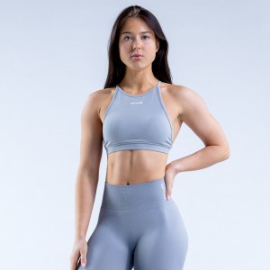 DFYNE Dynamic High Neck Backless Spor Sütyeni Kadın Açık Gri | XWCUVN534