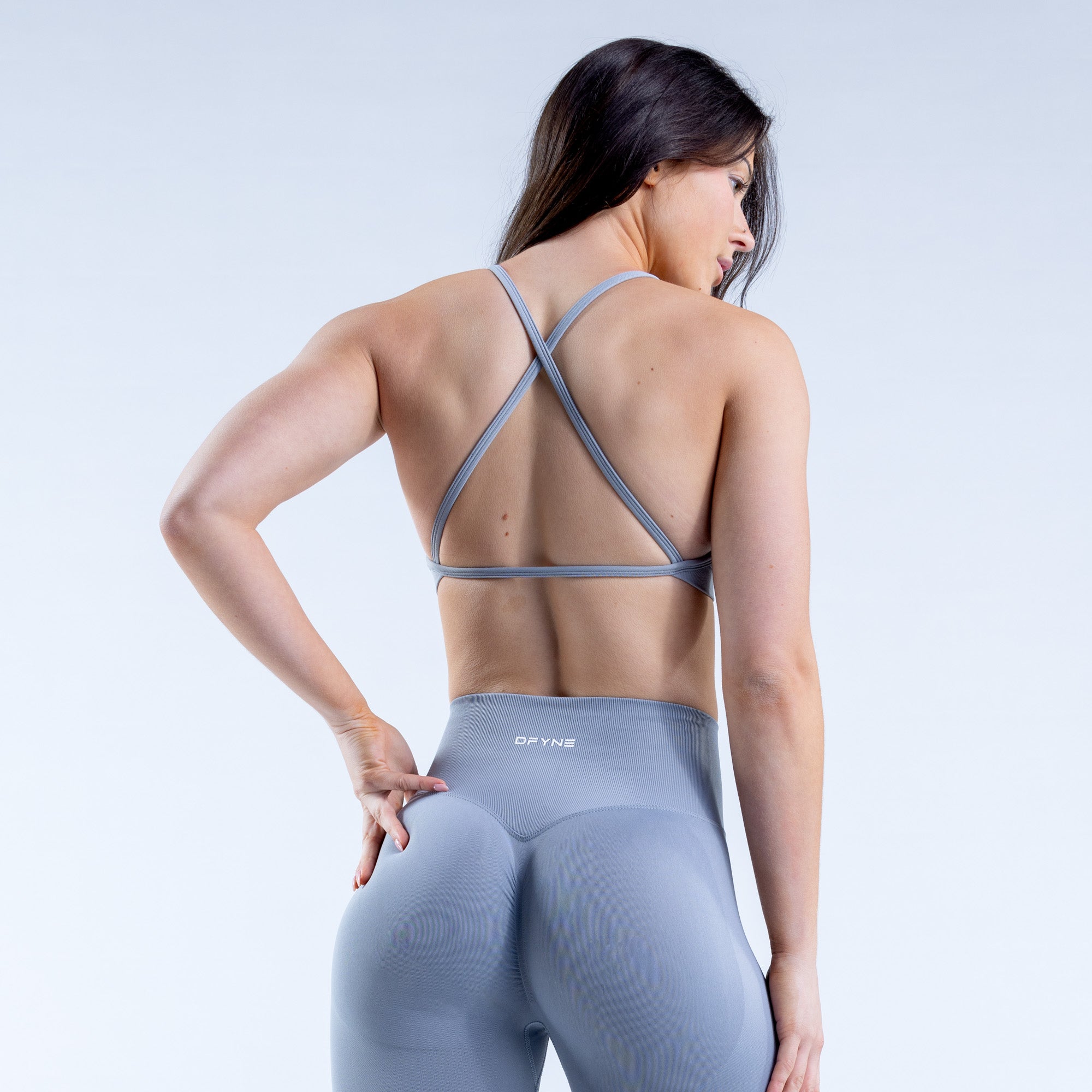 DFYNE Dynamic High Neck Backless Spor Sütyeni Kadın Açık Gri | XWCUVN534