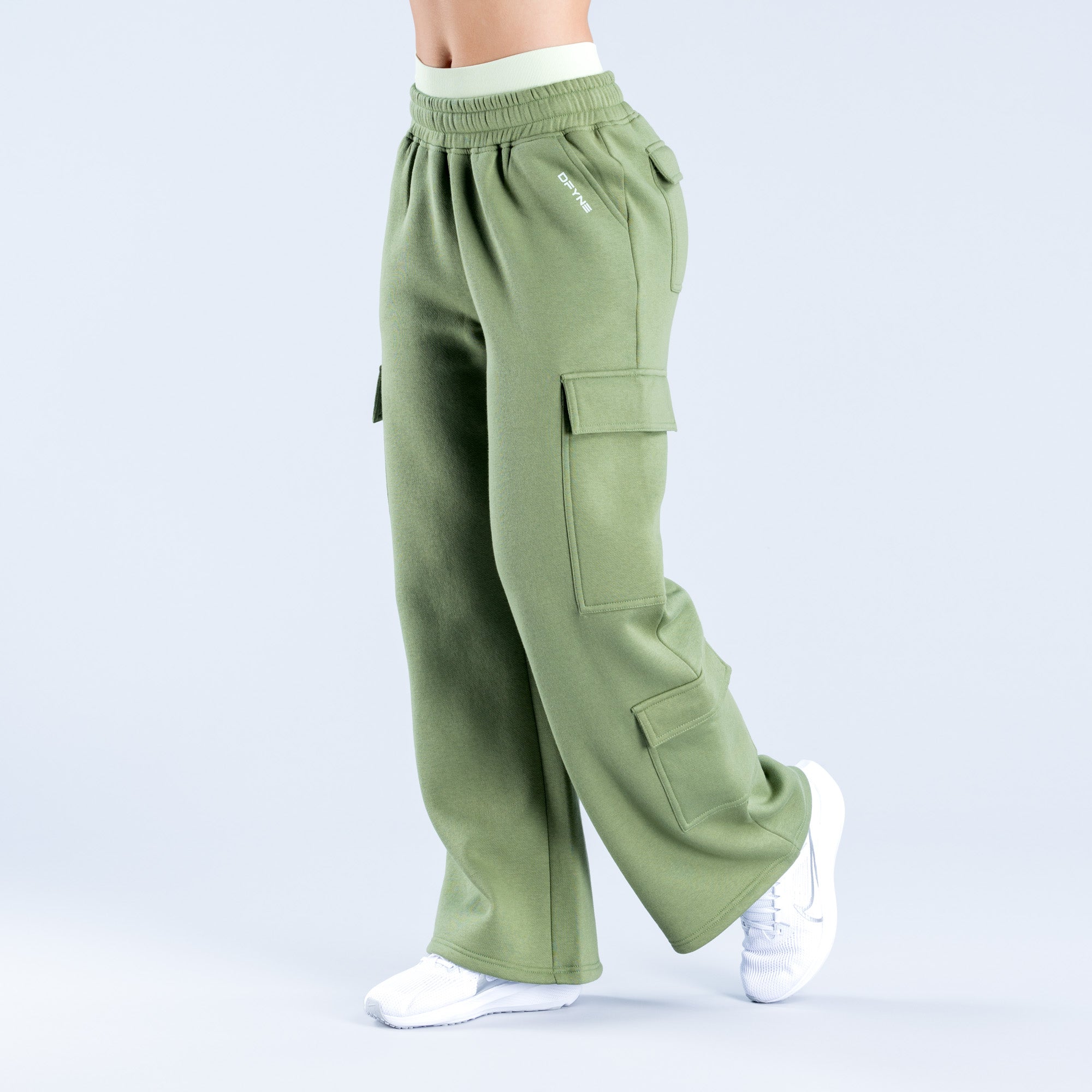 DFYNE Lanyi Edit Wide Leg Cargo Jogger Pantolon Kadın Koyu Yeşil | UCXTKW762